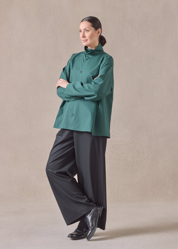 eskandar cotton side panelled two collar shirt - mid plus