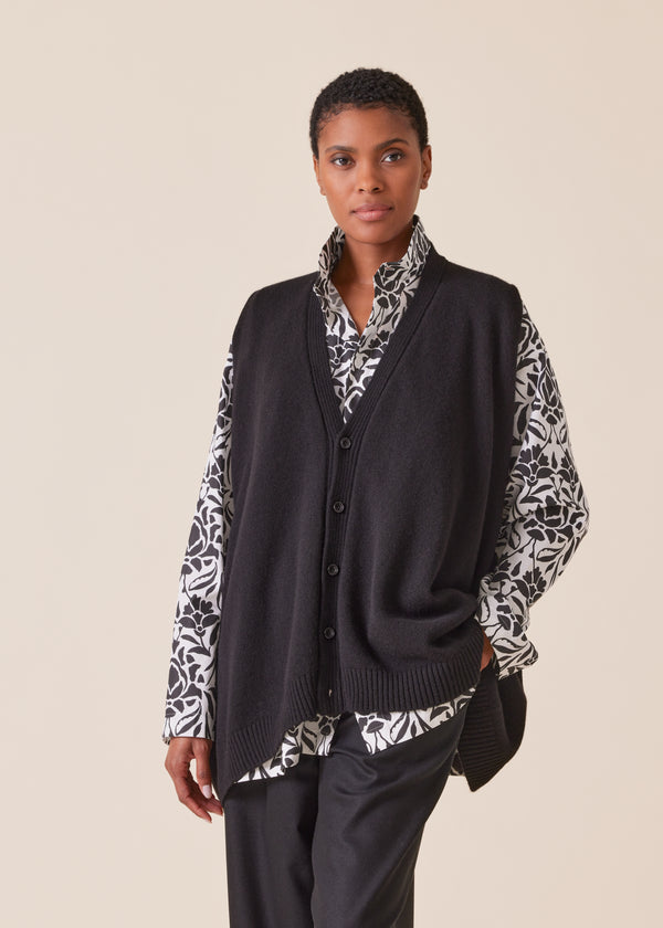 Eskandar Cotton Slim A-line Double Stand Collar Shirt With Stepped Insert - Long