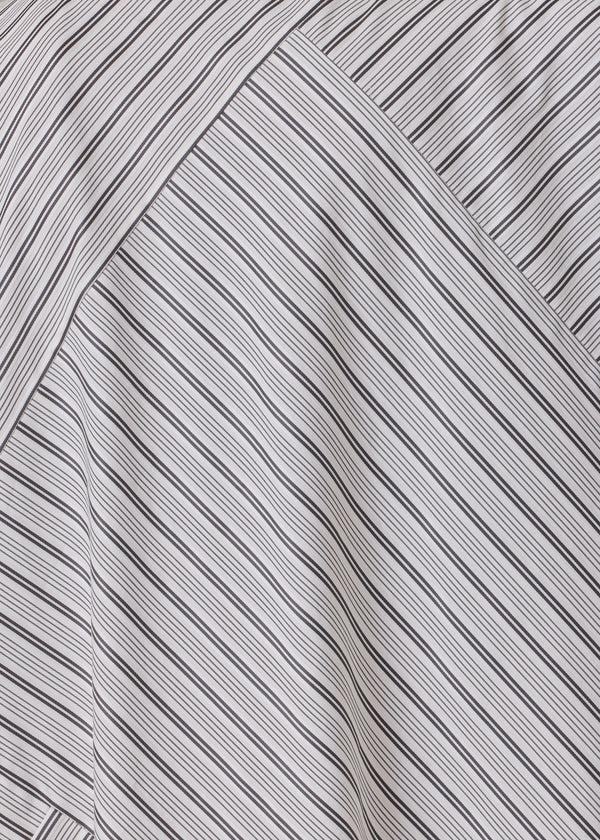 Eskandar Cotton Slim A-line Long Sleeve Shirt Dress With Collar And Stepped Insert -3/4 Length