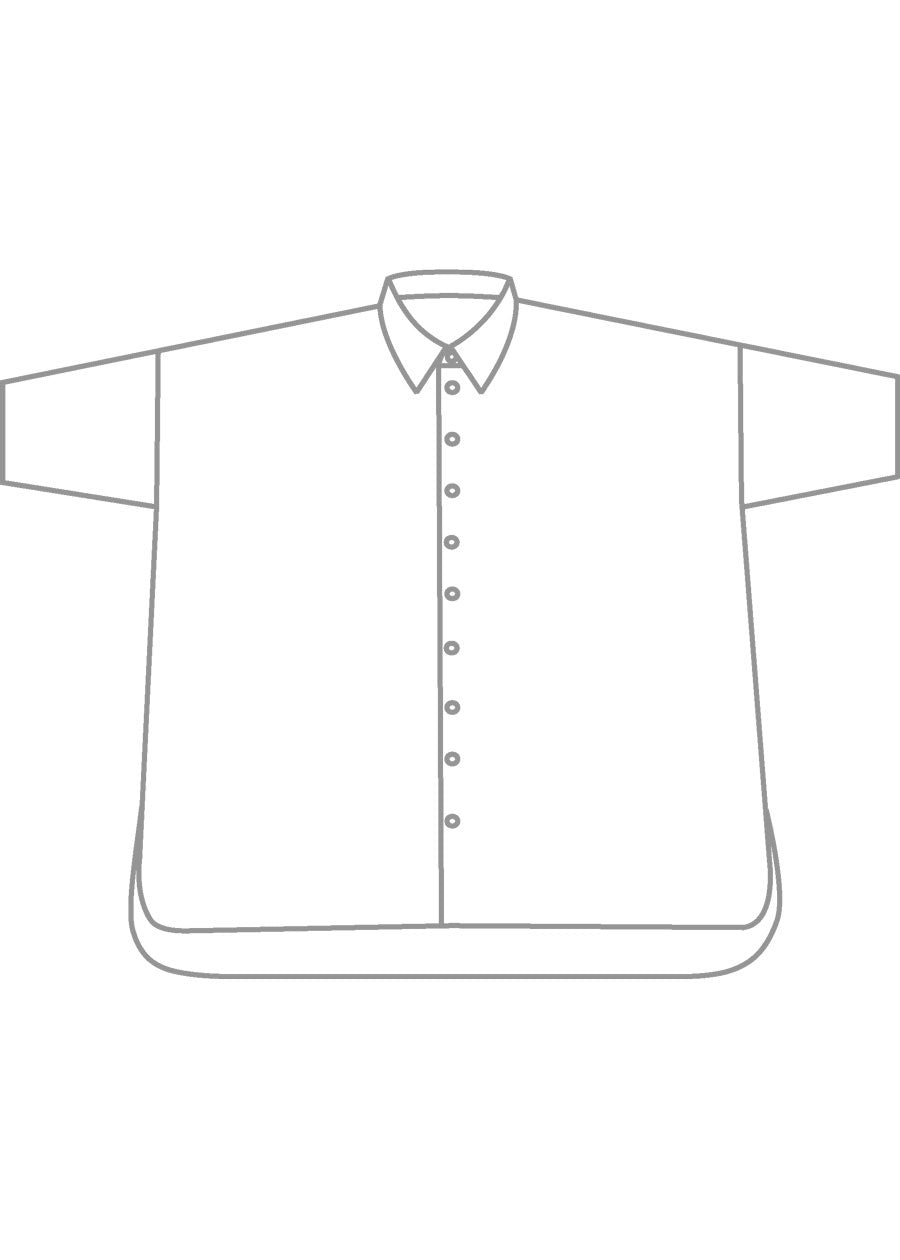 Eskandar Cotton Sloped Shoulder Wide A-line Short Sleeve Shirt With Collar - Long