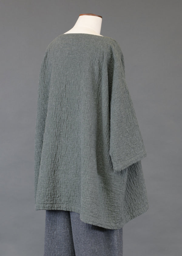 Eskandar Cotton Wide A-line 3/4 Sleeve Scoop Neck - Long