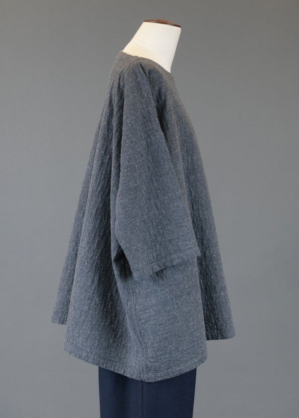 Eskandar Cotton Wide A-line 3/4 Sleeve Scoop Neck - Long