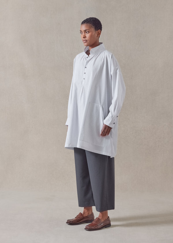 Eskandar Cotton Wide A-line Artists Smock - Long Plus