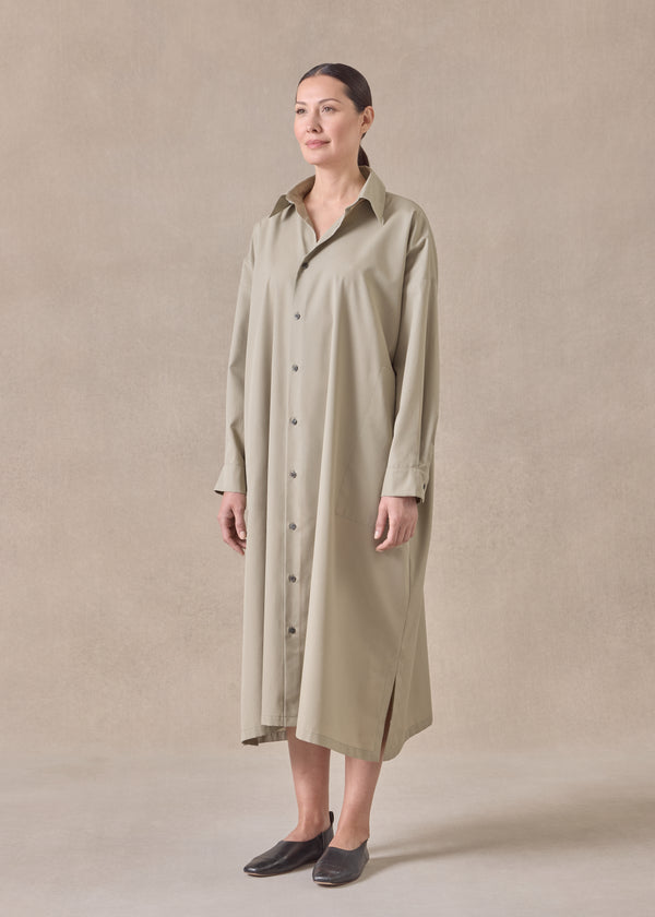 Eskandar Cotton Wide A-line Shirt Dress With Collar