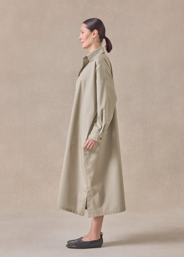 Eskandar Cotton Wide A-line Shirt Dress With Collar