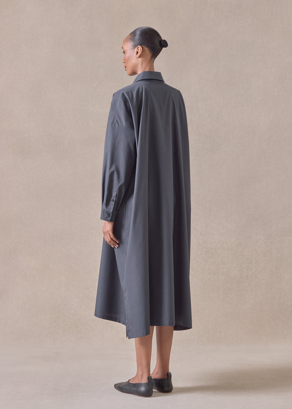 Eskandar Cotton Wide A-line Shirt Dress With Collar