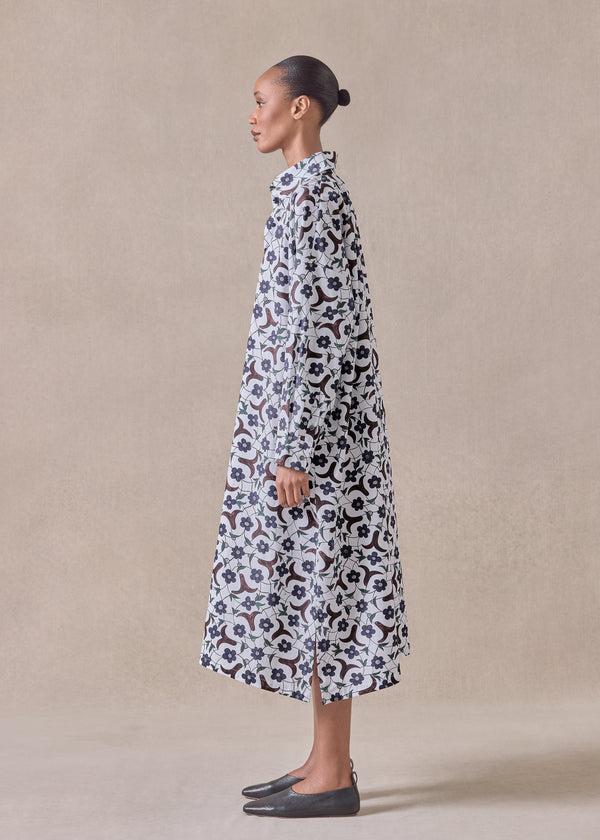 Eskandar Cotton Wide A-line Shirt Dress With Collar