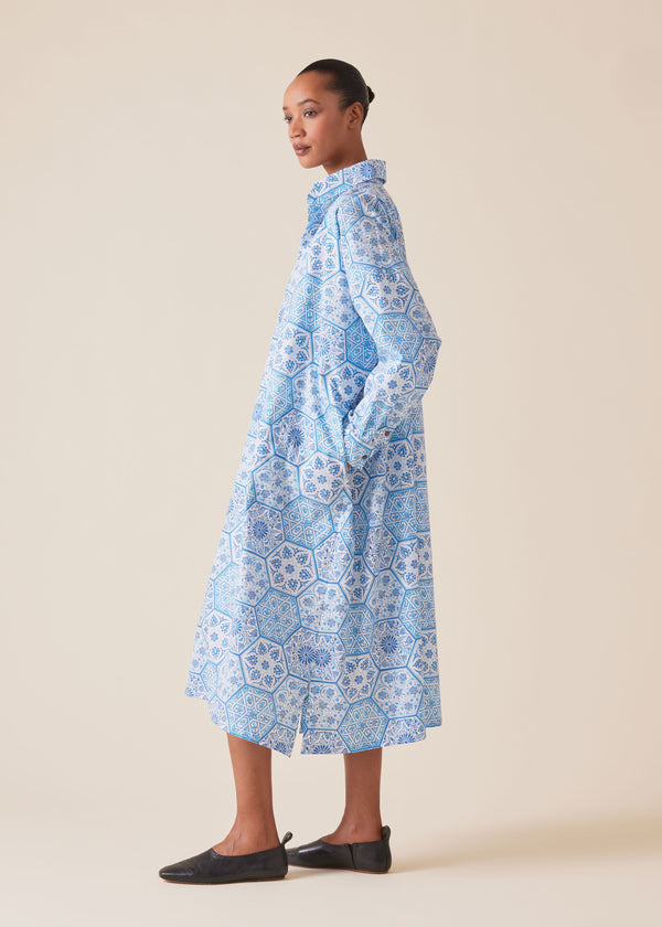 Eskandar Cotton Wide A-line Shirt Dress With Collar