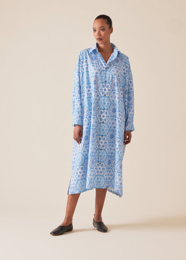 Eskandar Cotton Wide A-line Shirt Dress With Collar