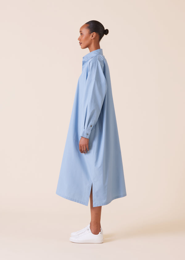 Eskandar Cotton Wide A-line Shirt Dress With Collar