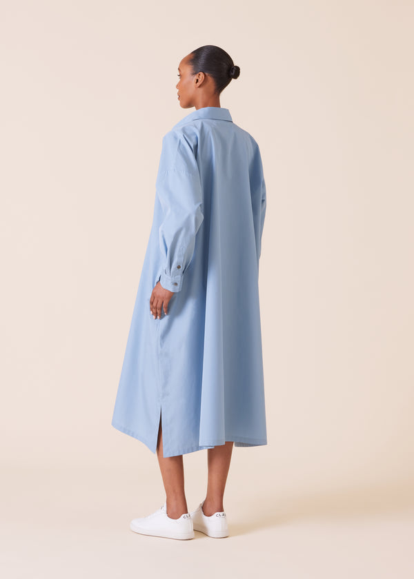 Eskandar Cotton Wide A-line Shirt Dress With Collar