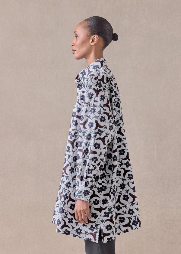 Eskandar Cotton Wide A-line Shirt With Collar - Long Plus