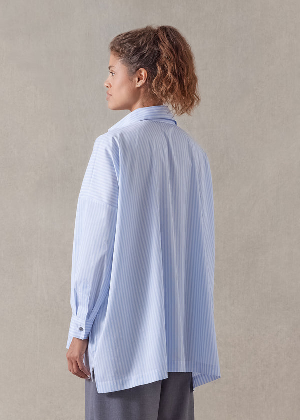 Eskandar Cotton Wide Longer Back Shirt With Collar - Long