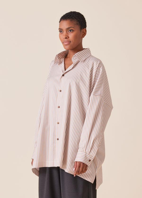 Eskandar Cotton Wide Longer Back Shirt With Collar - Long
