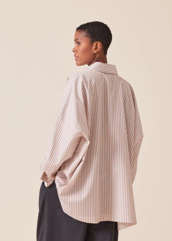 Eskandar Cotton Wide Longer Back Shirt With Collar - Long