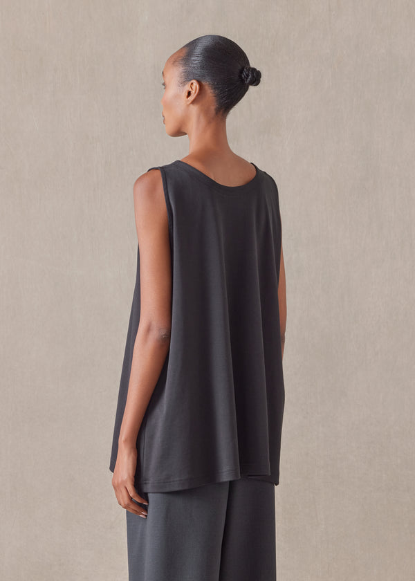 Eskandar A-line Round Neck Shell - Long