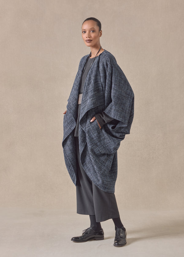 eskandar alpaca wool mix cocoon coat