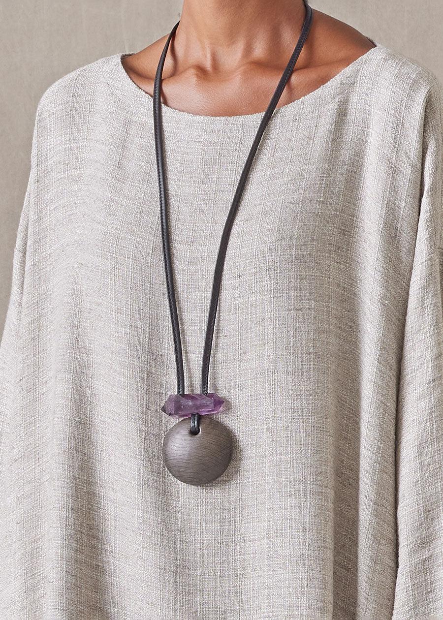 Eskandar Amethyst And Bog Oak Pendant