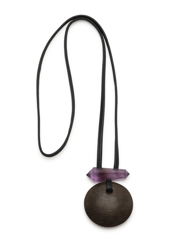 eskandar amethyst and bog oak pendant