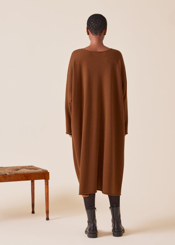 Eskandar Cashmere A-line Bateau Neck Knit Dress