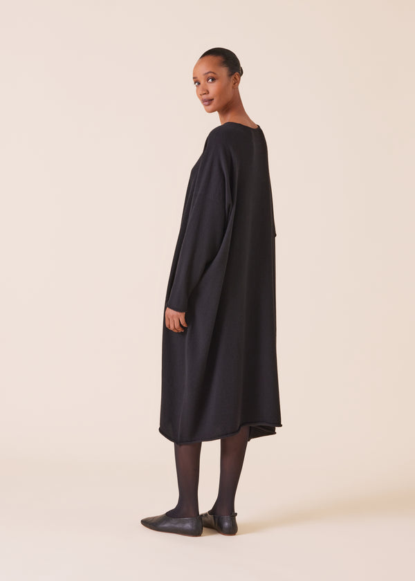 Eskandar Cashmere A-line Bateau Neck Knit Dress