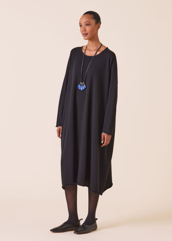 eskandar cashmere a-line bateau neck knit dress
