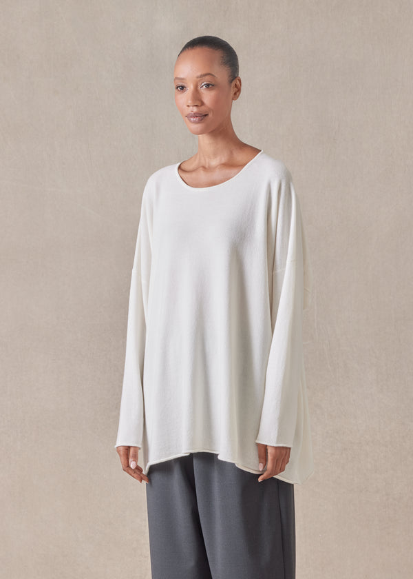 Eskandar Cashmere A-line Bateau Neck Sweater - Long