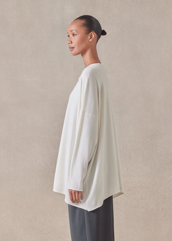 Eskandar Cashmere A-line Bateau Neck Sweater - Long