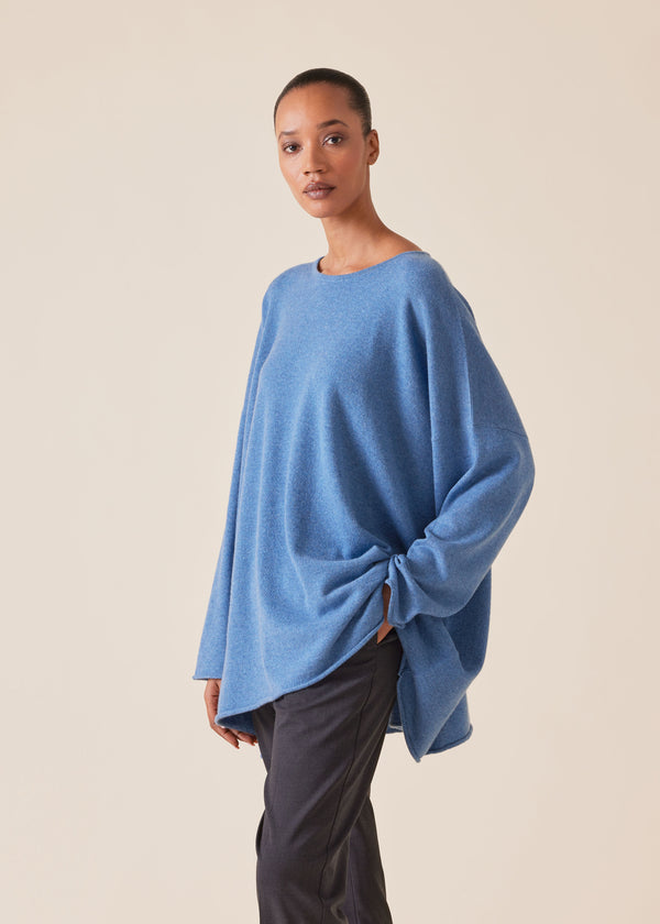 eskandar cashmere a-line bateau neck sweater - long
