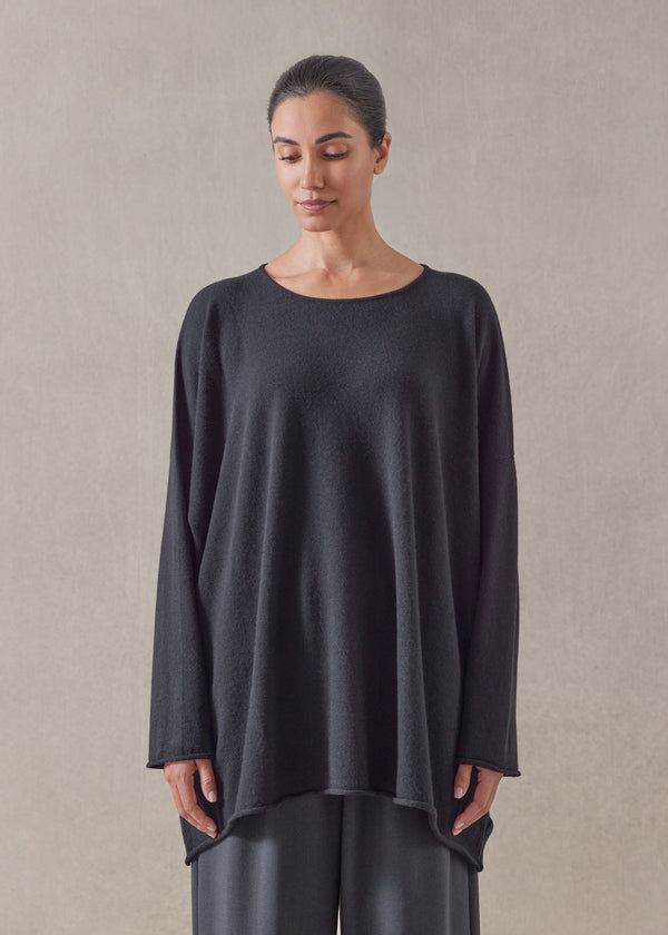 Eskandar Cashmere A-line Bateau Neck Sweater - Long