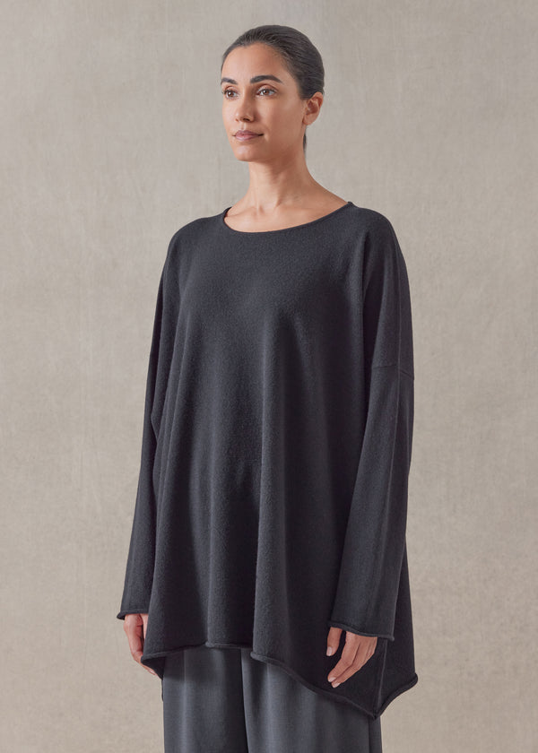 Eskandar Cashmere A-line Bateau Neck Sweater - Long