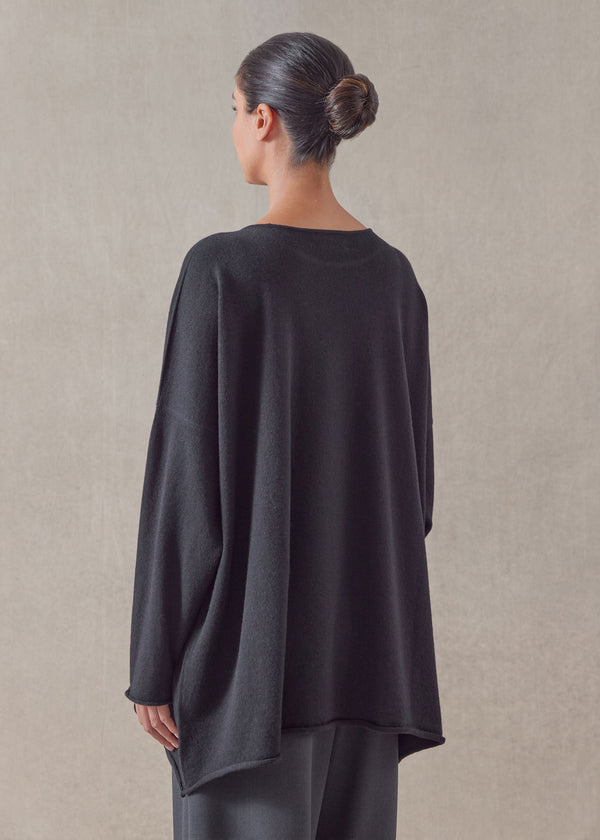 Eskandar Cashmere A-line Bateau Neck Sweater - Long