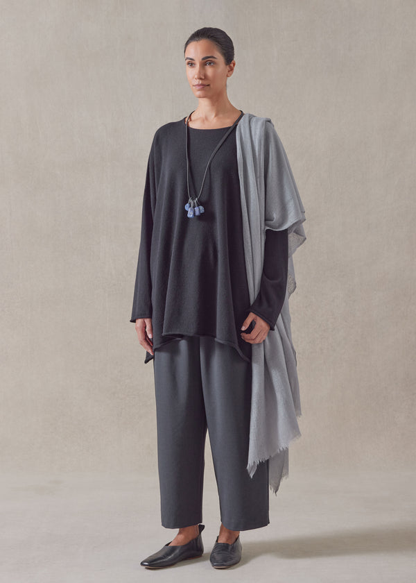 eskandar cashmere a-line bateau neck sweater - long