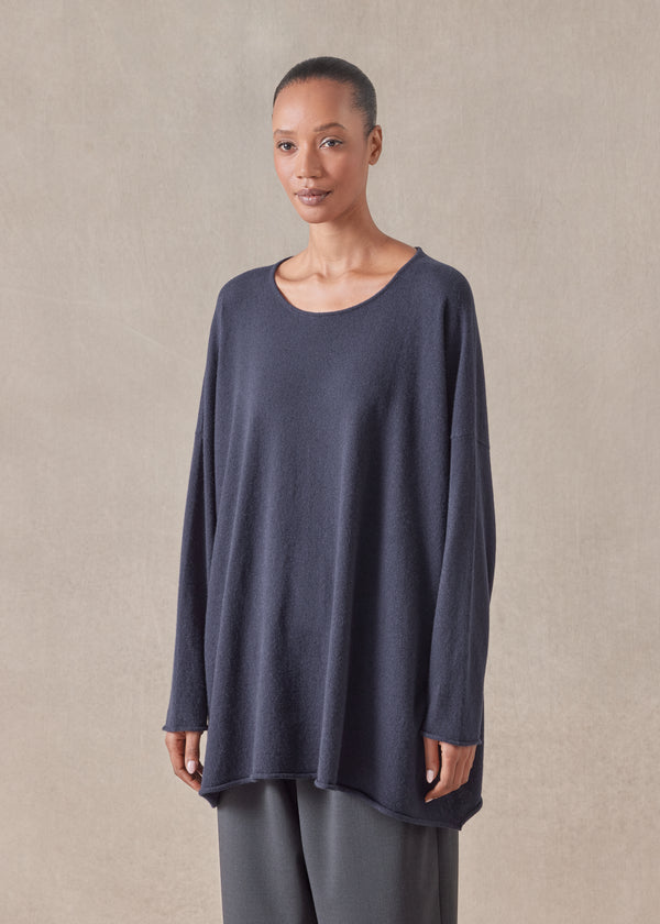 Eskandar Cashmere A-line Bateau Neck Sweater - Long