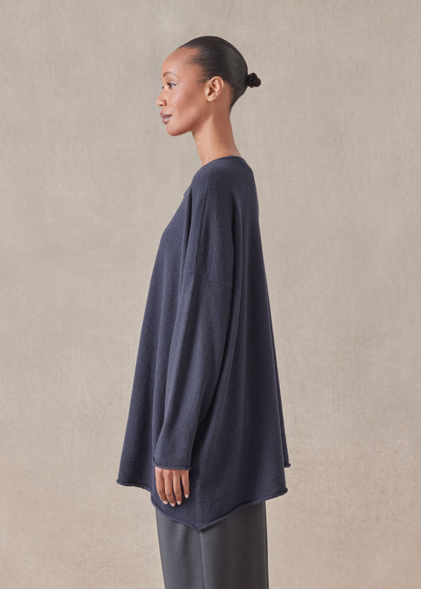 Eskandar Cashmere A-line Bateau Neck Sweater - Long