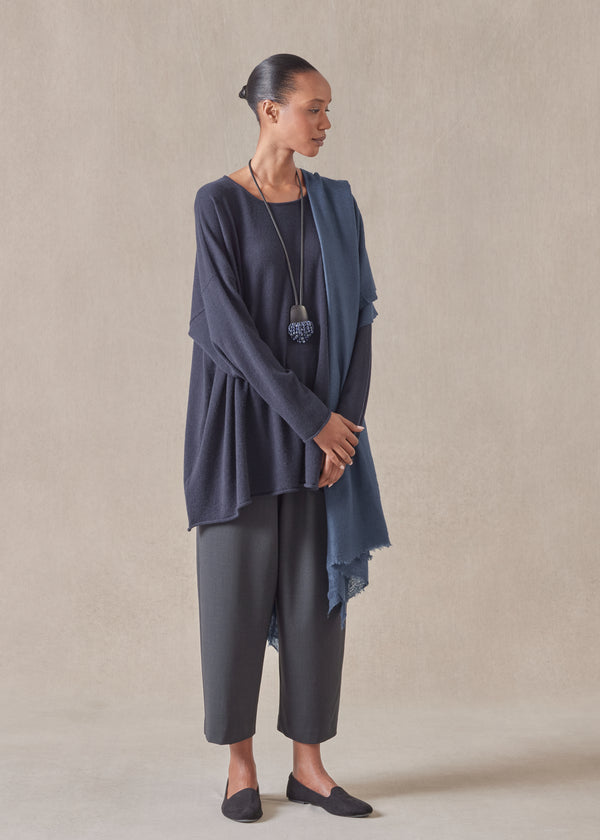 eskandar cashmere a-line bateau neck sweater - long