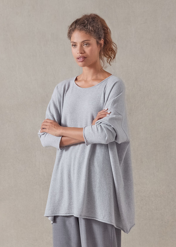 Eskandar Cashmere A-line Bateau Neck Sweater - Long