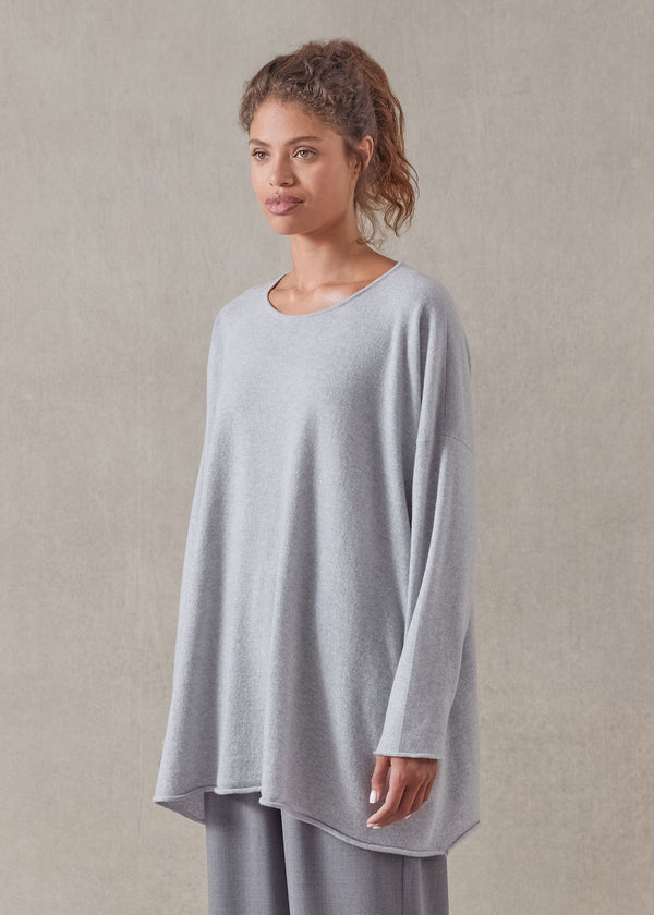 Eskandar Cashmere A-line Bateau Neck Sweater - Long
