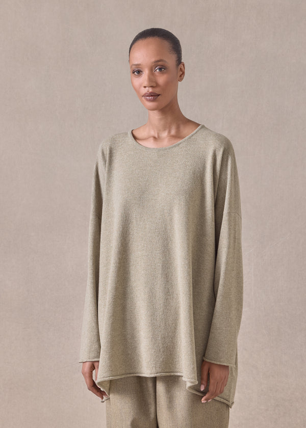 Eskandar Cashmere A-line Bateau Neck Sweater - Long