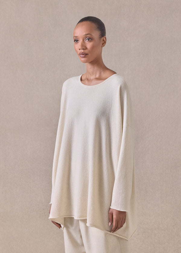 Eskandar Cashmere A-line Bateau Neck Sweater - Long