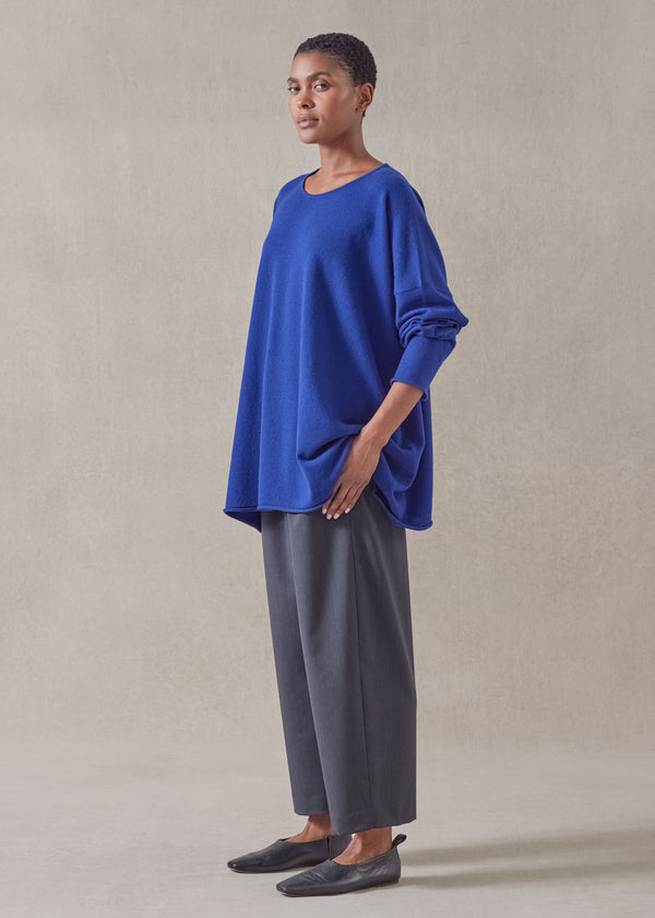eskandar cashmere a-line bateau neck sweater - long