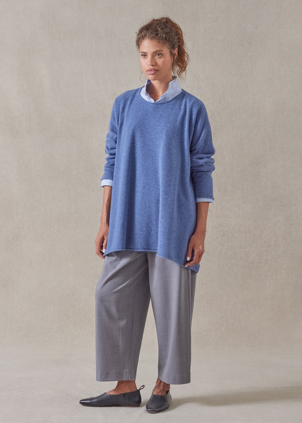 eskandar cashmere a-line bateau neck sweater - long