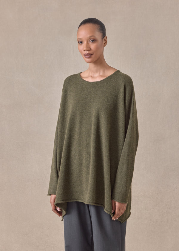 Eskandar Cashmere A-line Bateau Neck Sweater - Long