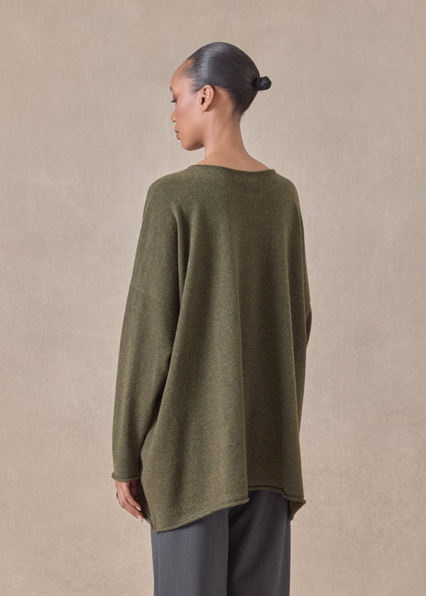 Eskandar Cashmere A-line Bateau Neck Sweater - Long
