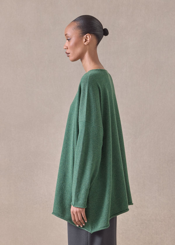 Eskandar Cashmere A-line Bateau Neck Sweater - Long