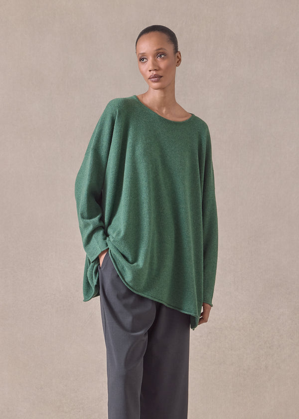 eskandar cashmere a-line bateau neck sweater - long