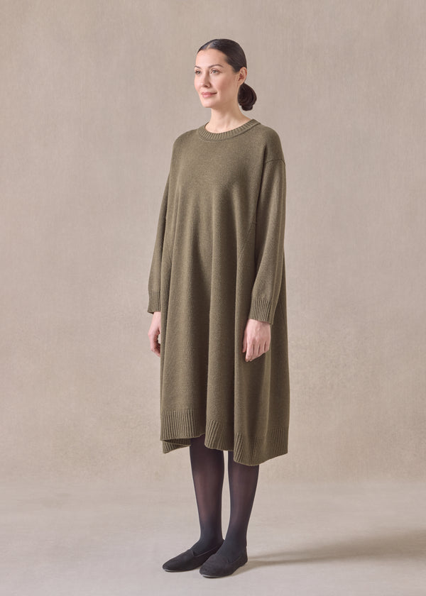 Eskandar Cashmere A-line Round Neck Dress