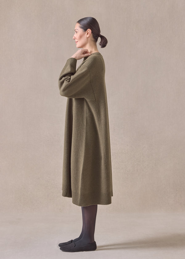 Eskandar Cashmere A-line Round Neck Dress