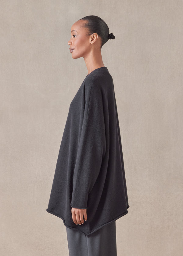 Eskandar Cashmere A-line V-neck Cardigan - Long