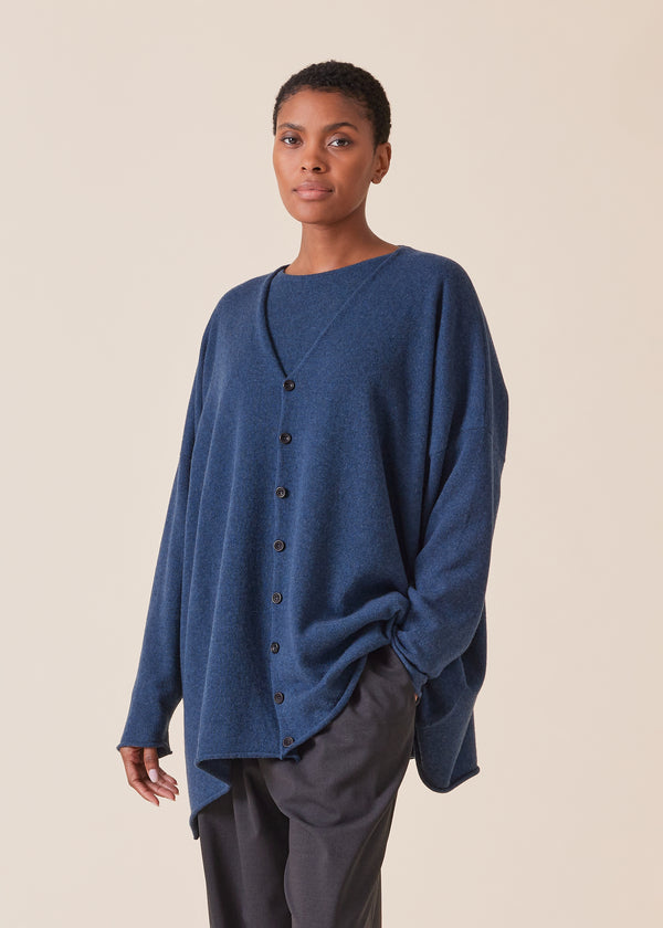 Eskandar Cashmere A-line V-neck Cardigan - Long